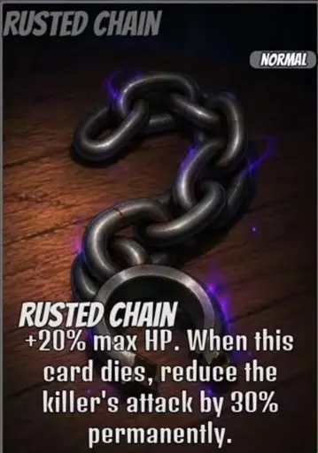 Rusted Chain support card showing heavy dark chain links with a purple glow.